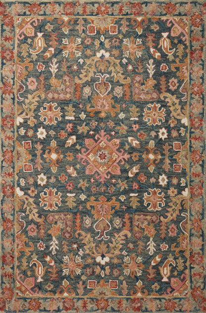 The Victoria VK-22 Navy / Multi Area Rug is a hooked 100% wool area rug that radiates classic navy and vibrant multi-toned charm and traditional elegance