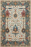 Layered in refined ivory and breezy sky-blue hues with traditional patterns, the Victoria VK-23 Ivory / Sky Area Rug is a hooked 100% wool area rug perfect for any setting