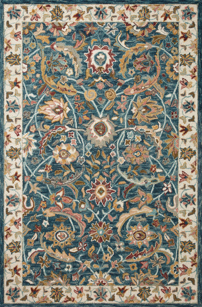 The Victoria VK-24 Ocean / Multi Area Rug showcases serene ocean and vibrant multi-toned tones in a hooked 100% wool area rug with traditional style
