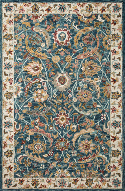 The Victoria VK-24 Ocean / Multi Area Rug showcases serene ocean and vibrant multi-toned tones in a hooked 100% wool area rug with traditional style