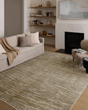 Featuring calming sage and radiant gold hues and abstract and linear detail, the Wade WAE-01 Sage / Gold Area Rug is a power-loomed 100% polyester area rug for any room