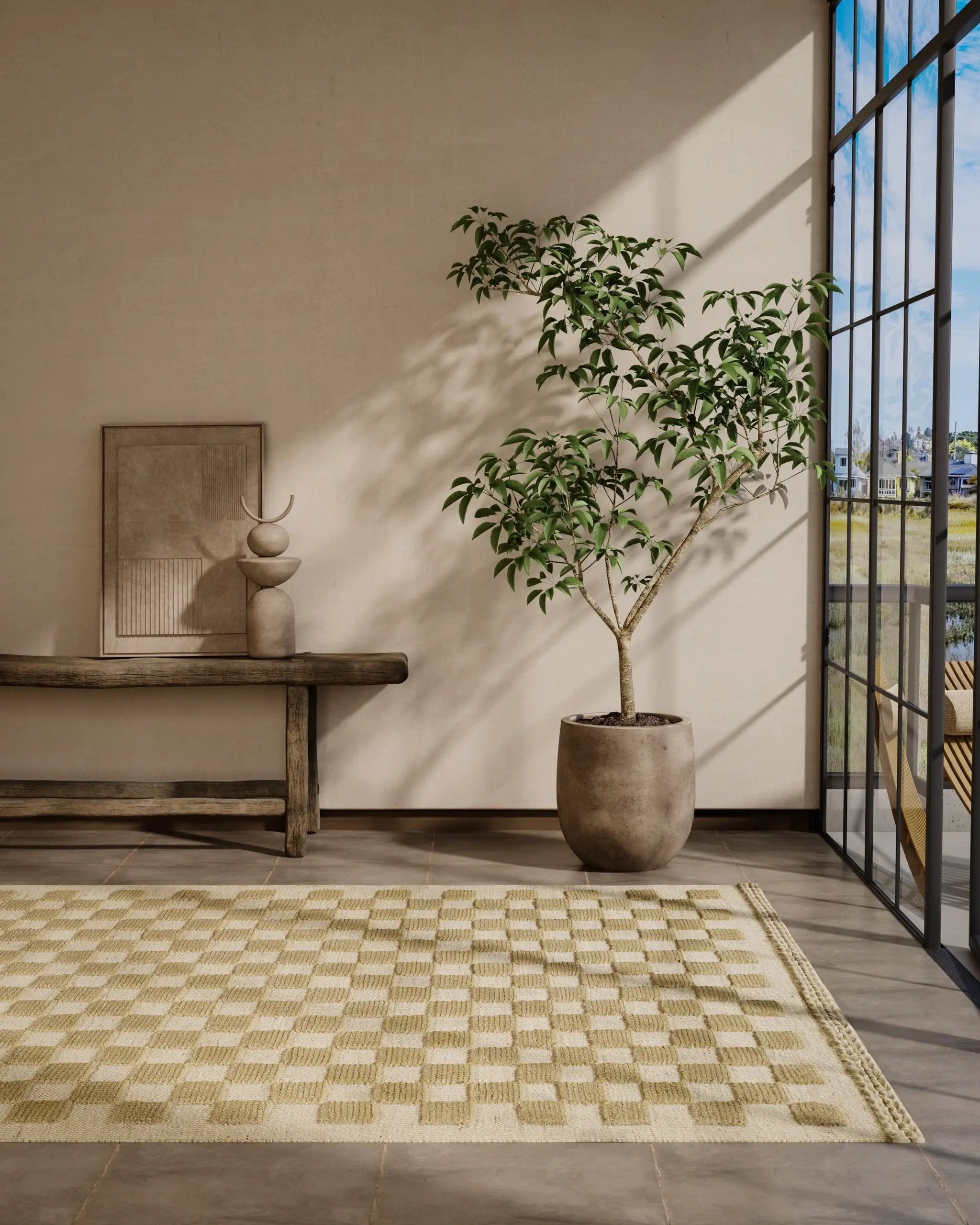 Willow WLO-1 (Checkered) Beige Area Rug by Momeni