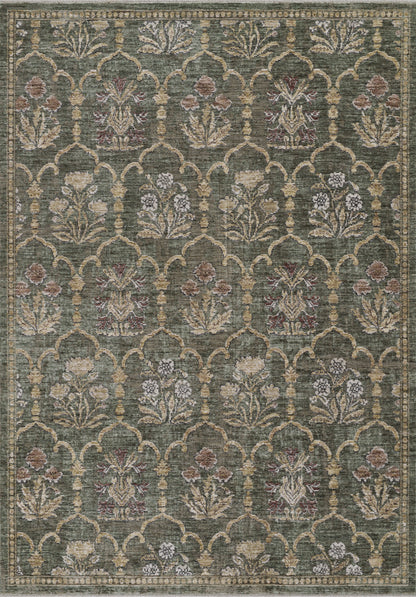 Momeni Wisteria WIS-1 Green Area Rug, floral rug with classic trellis lattice design