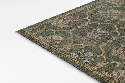 Momeni Wisteria WIS-1 Green Area Rug, floral rug with classic trellis lattice design