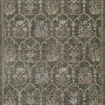 Momeni Wisteria WIS-1 Green Area Rug, floral rug with classic trellis lattice design