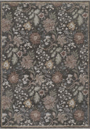 Momeni Wisteria WIS-2 Charcoal Area Rug, floral rug with layered botanical design