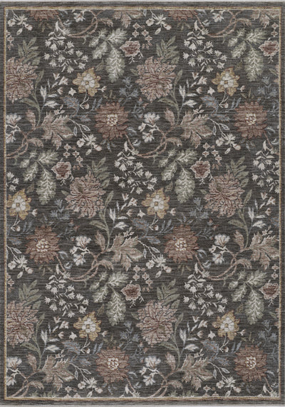 Momeni Wisteria WIS-2 Charcoal Area Rug, floral rug with layered botanical design