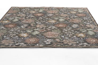 Momeni Wisteria WIS-2 Charcoal Area Rug, floral rug with layered botanical design