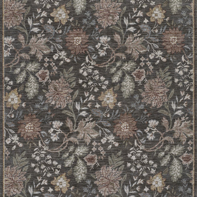 Momeni Wisteria WIS-2 Charcoal Area Rug, floral rug with layered botanical design
