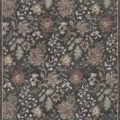 Momeni Wisteria WIS-2 Charcoal Area Rug, floral rug with layered botanical design