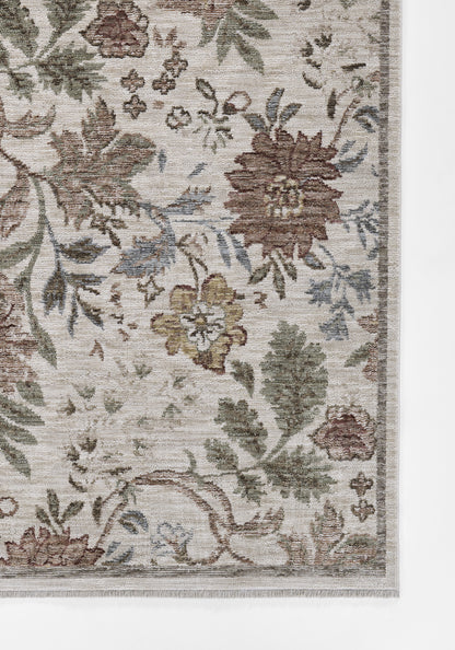 Momeni Wisteria WIS-2 Ivory Area Rug, vintage floral rug with botanical pattern