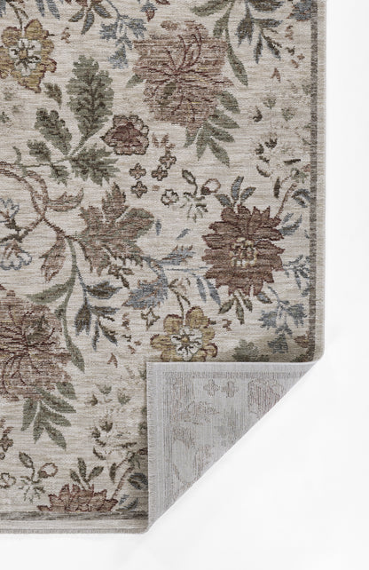 Momeni Wisteria WIS-2 Ivory Area Rug, vintage floral rug with botanical pattern