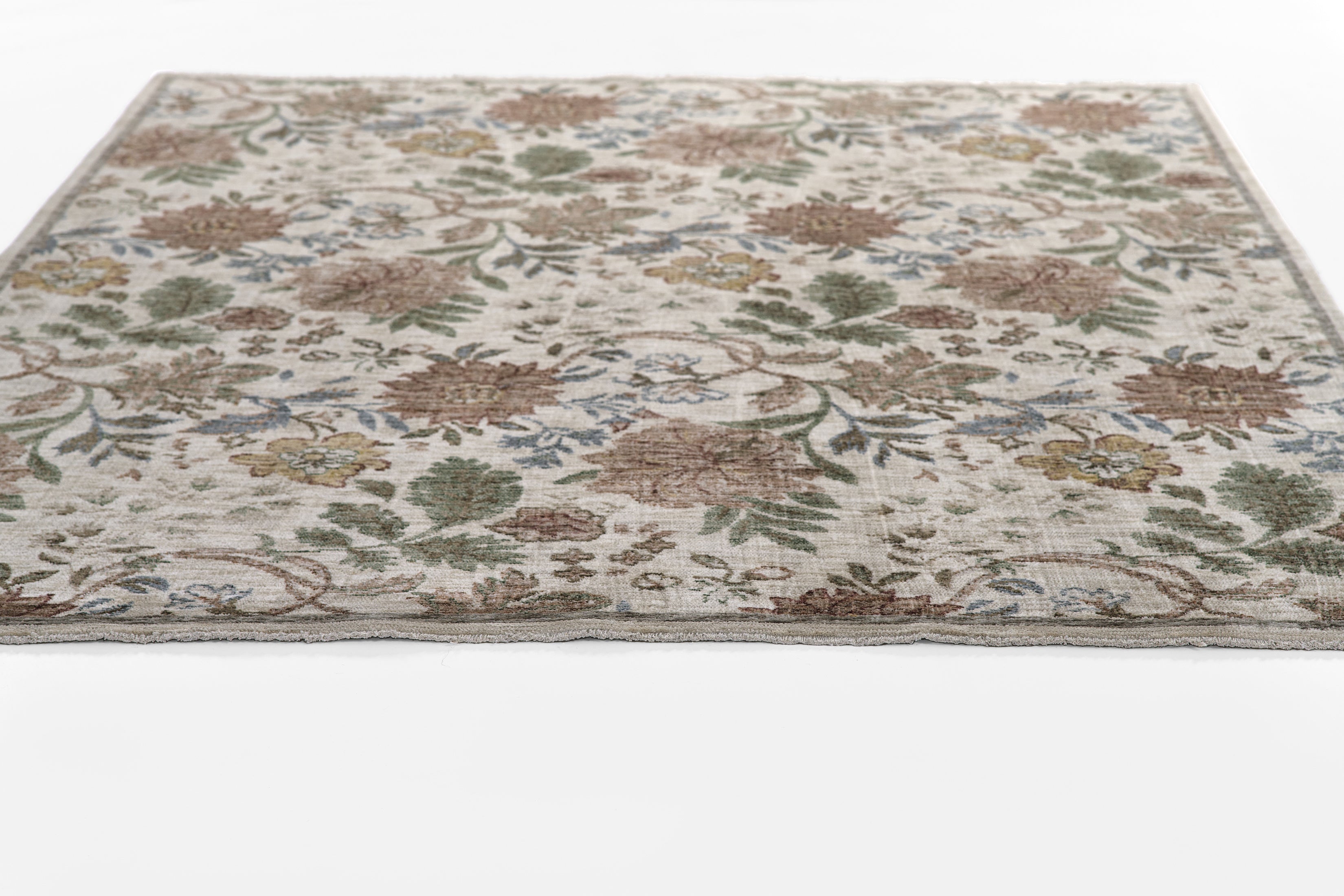 Momeni Wisteria WIS-2 Ivory Area Rug, vintage floral rug with botanical pattern