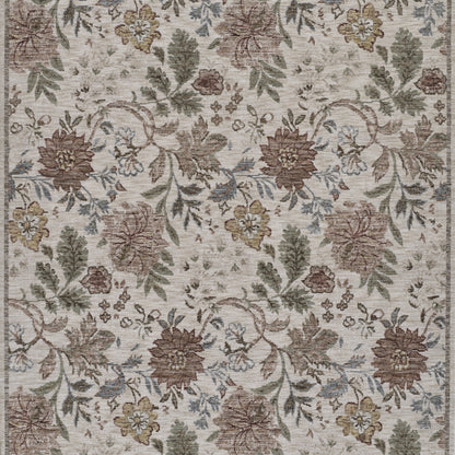 Momeni Wisteria WIS-2 Ivory Area Rug, vintage floral rug with botanical pattern