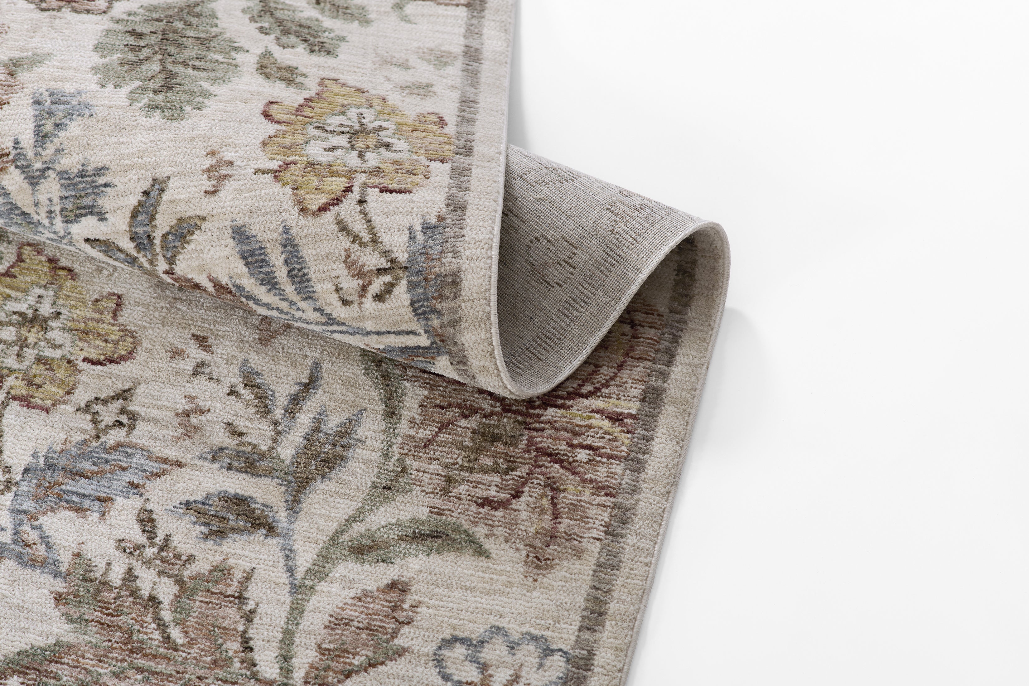 Momeni Wisteria WIS-2 Ivory Area Rug, vintage floral rug with botanical pattern