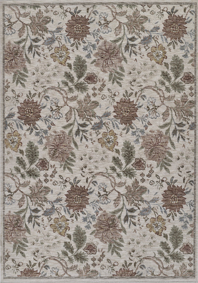 Momeni Wisteria WIS-2 Ivory Area Rug, vintage floral rug with botanical pattern