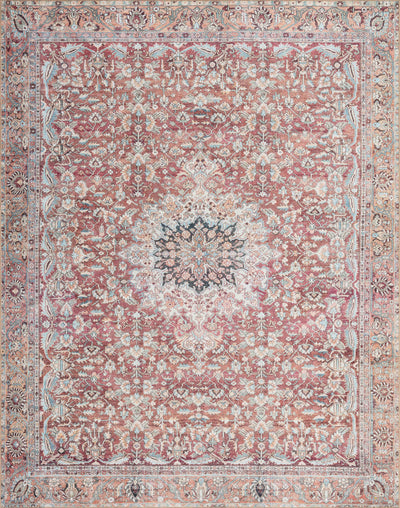 A power-loomed 100% polyester area rug in tomato and vibrant teal tones, the Wynter WYN-05 Tomato / Teal Area Rug grounds your room beautifully