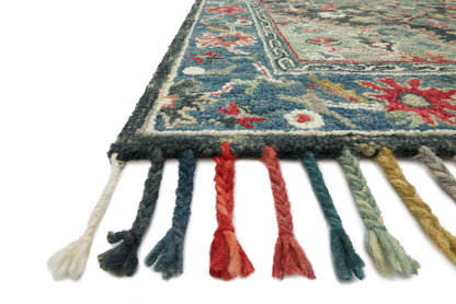 The Zharah ZR-05 Navy / Blue Area Rug blends classic navy and calming blue tones into a hooked 100% wool area rug with timeless appeal