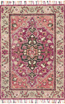 A stunning hooked 100% wool area rug, the Zharah ZR-05 Raspberry / Taupe Area Rug features raspberry and versatile taupe tones for a polished look