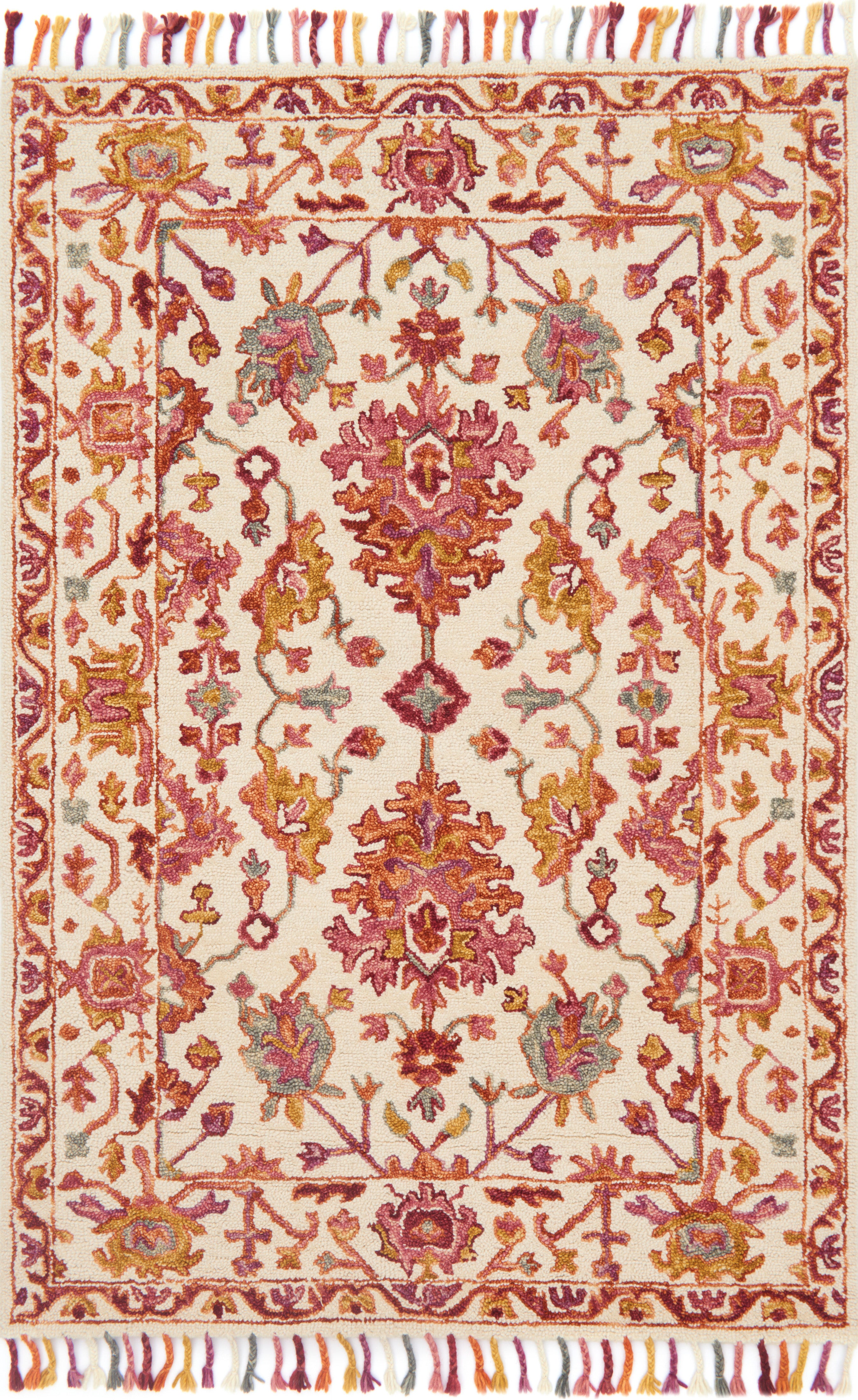 The Zharah ZR-06 Berry Area Rug delivers vibrant berry beauty in a hooked 100% wool area rug