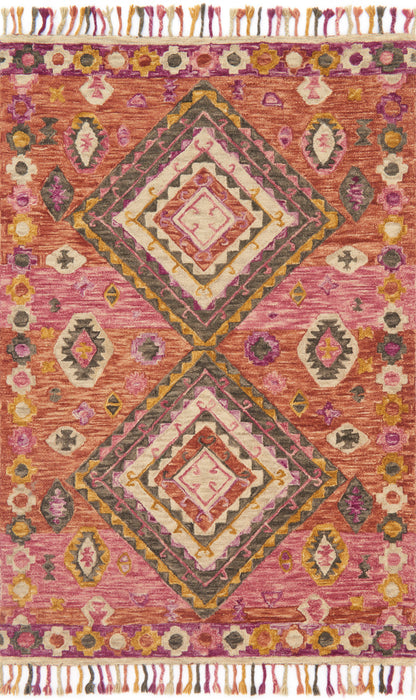 Designed in lively fiesta hues, the Zharah ZR-07 Fiesta Area Rug is a hooked 100% wool area rug that stands out