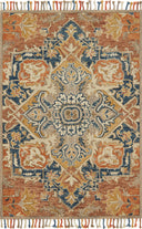 Rich in warm rust and calming blue hues, the Zharah ZR-10 Rust / Blue Area Rug is a hooked 100% wool area rug built for style and comfort