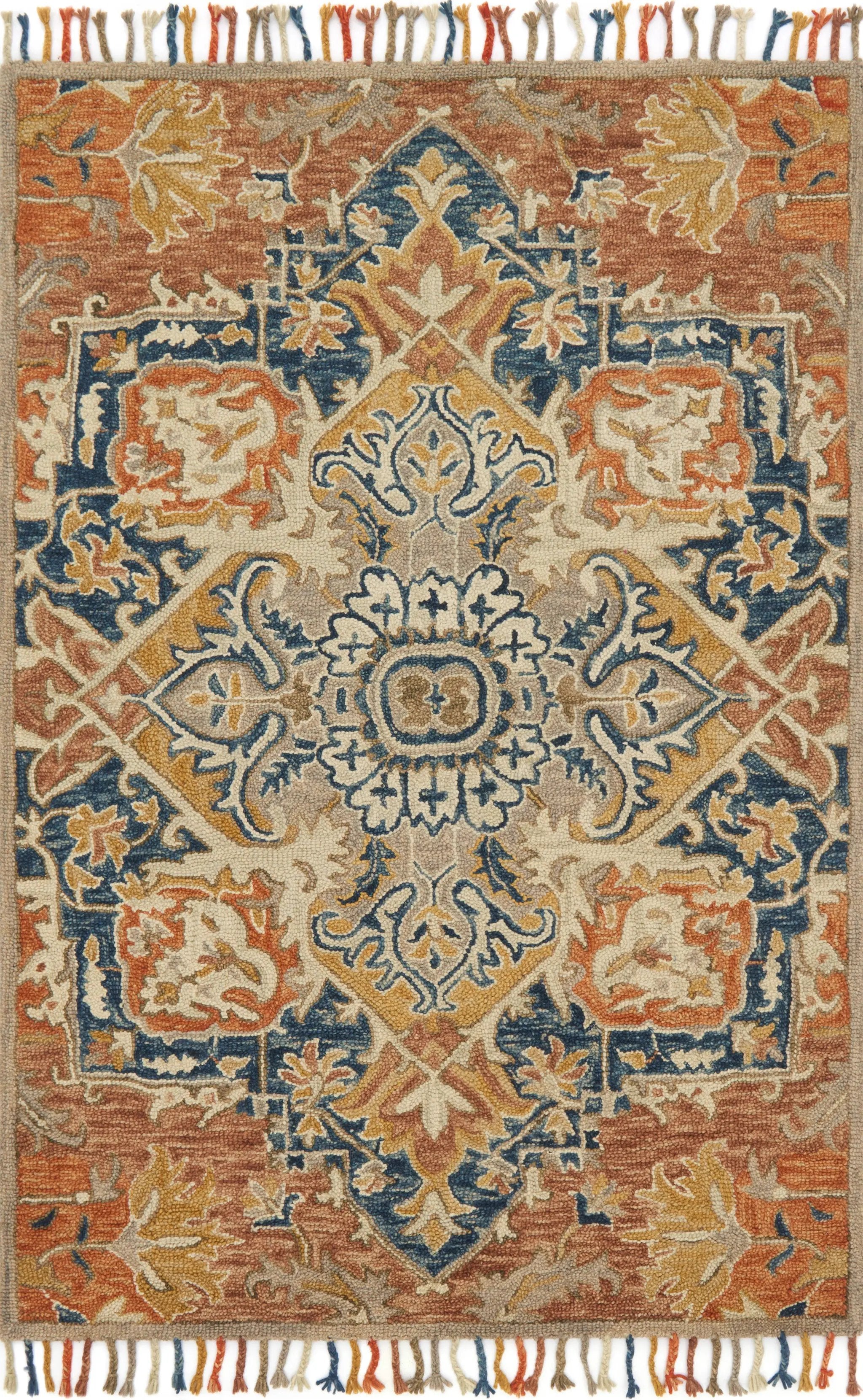 Zharah ZR-10 Rust / Blue Area Rug by Loloi