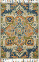 The Zharah ZR-11 Blue / Multi Area Rug offers calming blue and vibrant multi-toned sophistication in a hooked 100% wool area rug