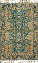 Expertly crafted as a hooked 100% wool area rug, the Zharah ZR-12 Blue / Navy Area Rug captures calming blue and classic navy tones beautifully