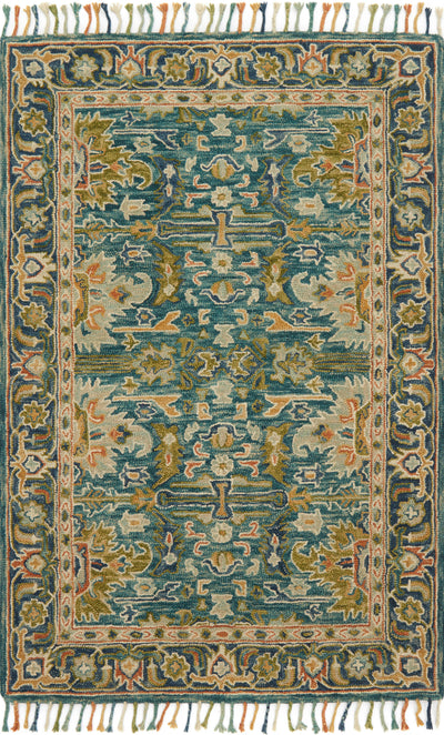 Expertly crafted as a hooked 100% wool area rug, the Zharah ZR-12 Blue / Navy Area Rug captures calming blue and classic navy tones beautifully