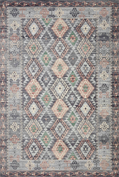 Finished in elegant grey and vibrant multi-toned tones, the Zion ZIO-01 Grey / Multi Area Rug is a power-loomed 100% polyester area rug for modern living