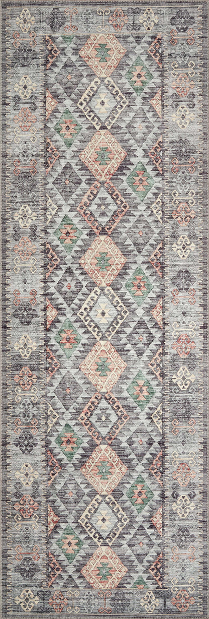 Finished in elegant grey and vibrant multi-toned tones, the Zion ZIO-01 Grey / Multi Area Rug is a power-loomed 100% polyester area rug for modern living
