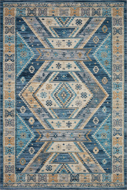 A power-loomed 100% polyester area rug in serene ocean and radiant gold hues, the Zion ZIO-02 Ocean / Gold Area Rug is a standout in any décor