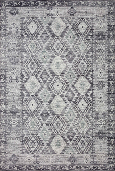 The Zion ZIO-03 Charcoal / Slate Area Rug highlights deep charcoal and cool slate tones in a beautifully made power-loomed 100% polyester area rug