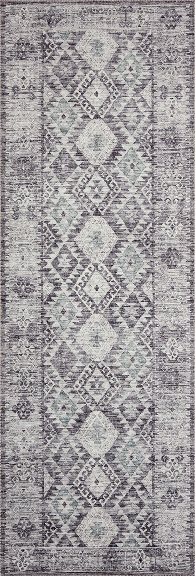 The Zion ZIO-03 Charcoal / Slate Area Rug highlights deep charcoal and cool slate tones in a beautifully made power-loomed 100% polyester area rug