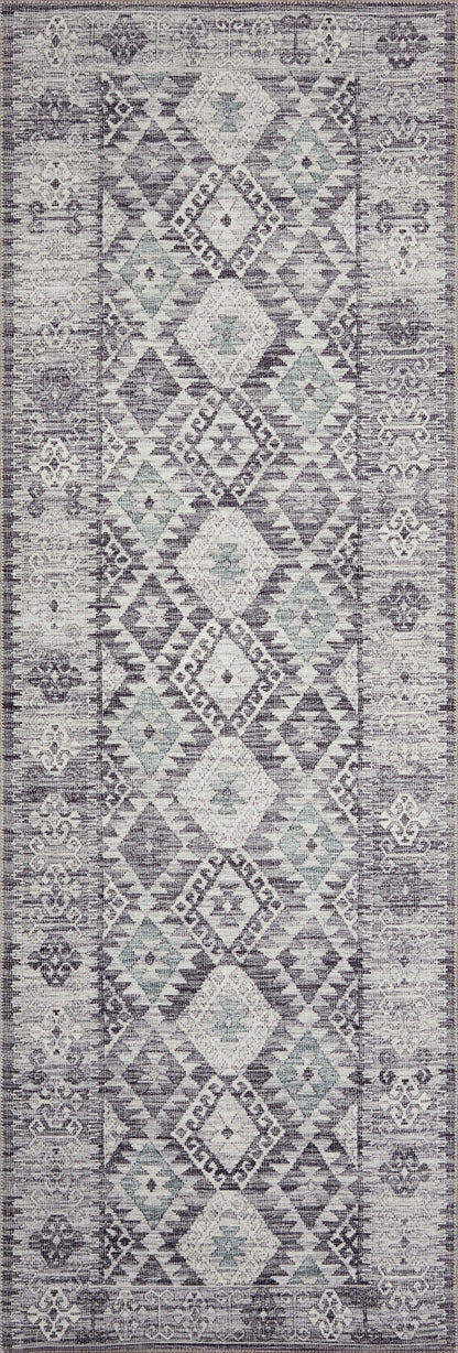 The Zion ZIO-03 Charcoal / Slate Area Rug highlights deep charcoal and cool slate tones in a beautifully made power-loomed 100% polyester area rug