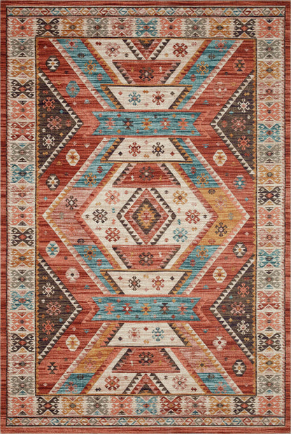 The Zion ZIO-05 Red / Multi Area Rug transforms any space with bold red and vibrant multi-toned tones in a power-loomed 100% polyester area rug