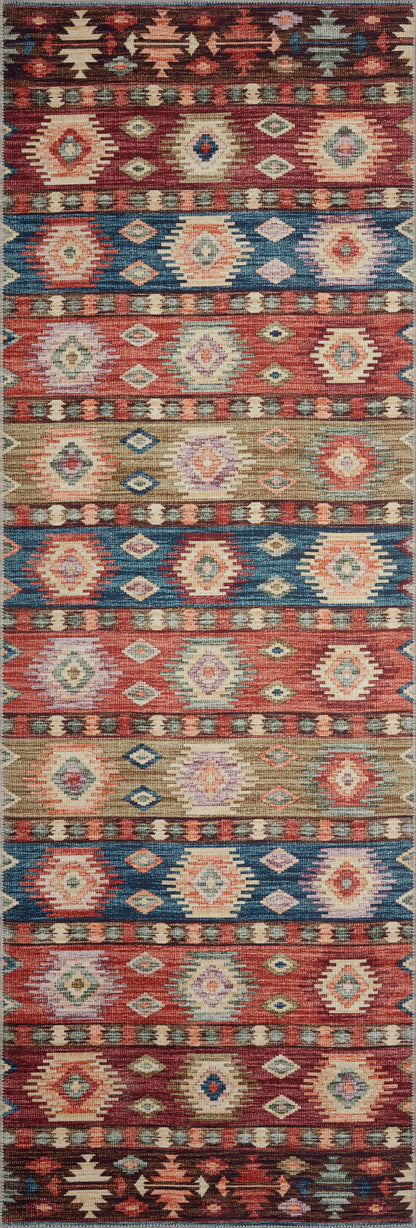 A power-loomed 100% polyester area rug in lively fiesta and vibrant multi-toned tones, the Zion ZIO-06 Fiesta / Multi Area Rug grounds your room beautifully