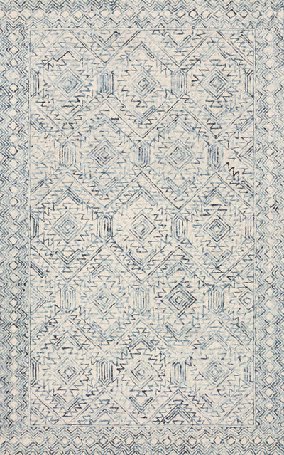 The Ziva ZV-03 Bluestone Area Rug showcases bluestone tones in a hand-tufted 100% wool area rug with contemporary and linear style