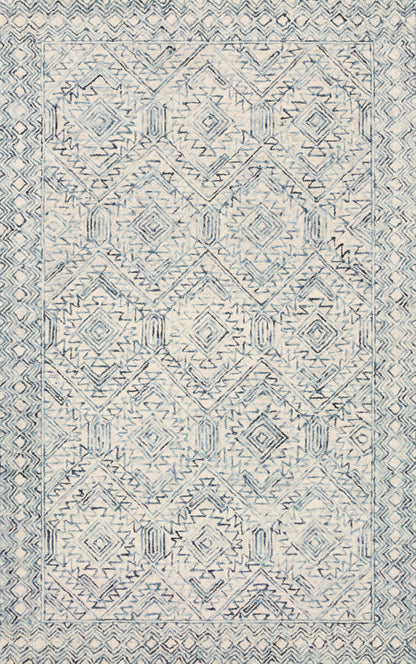 The Ziva ZV-03 Bluestone Area Rug showcases bluestone tones in a hand-tufted 100% wool area rug with contemporary and linear style