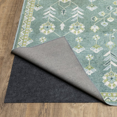 Addison ADD08 Teal/Green Area Rug, washable teal green area rug with Oushak-inspired printed design and low-profile surface.