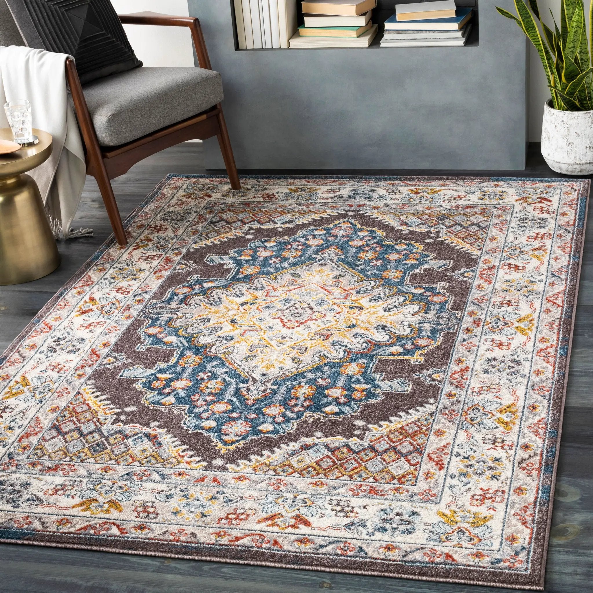 Ankara AKR-2302 Dark Blue Area Rug by LIVABLISS