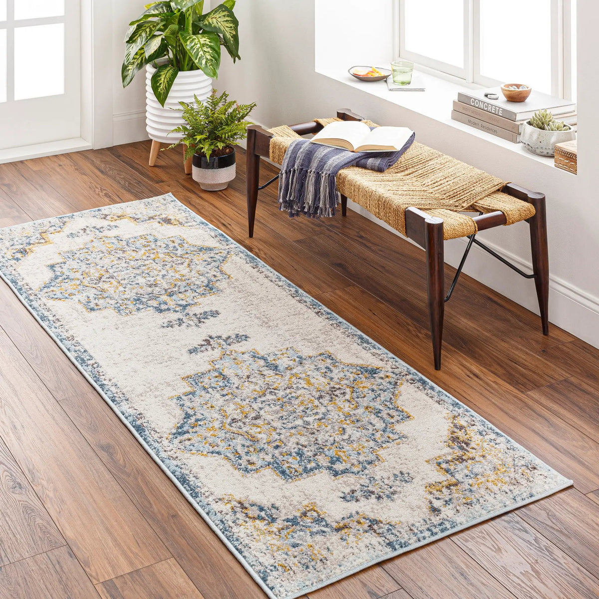 Ankara AKR-2309 Ice-Blue Area Rug by LIVABLISS