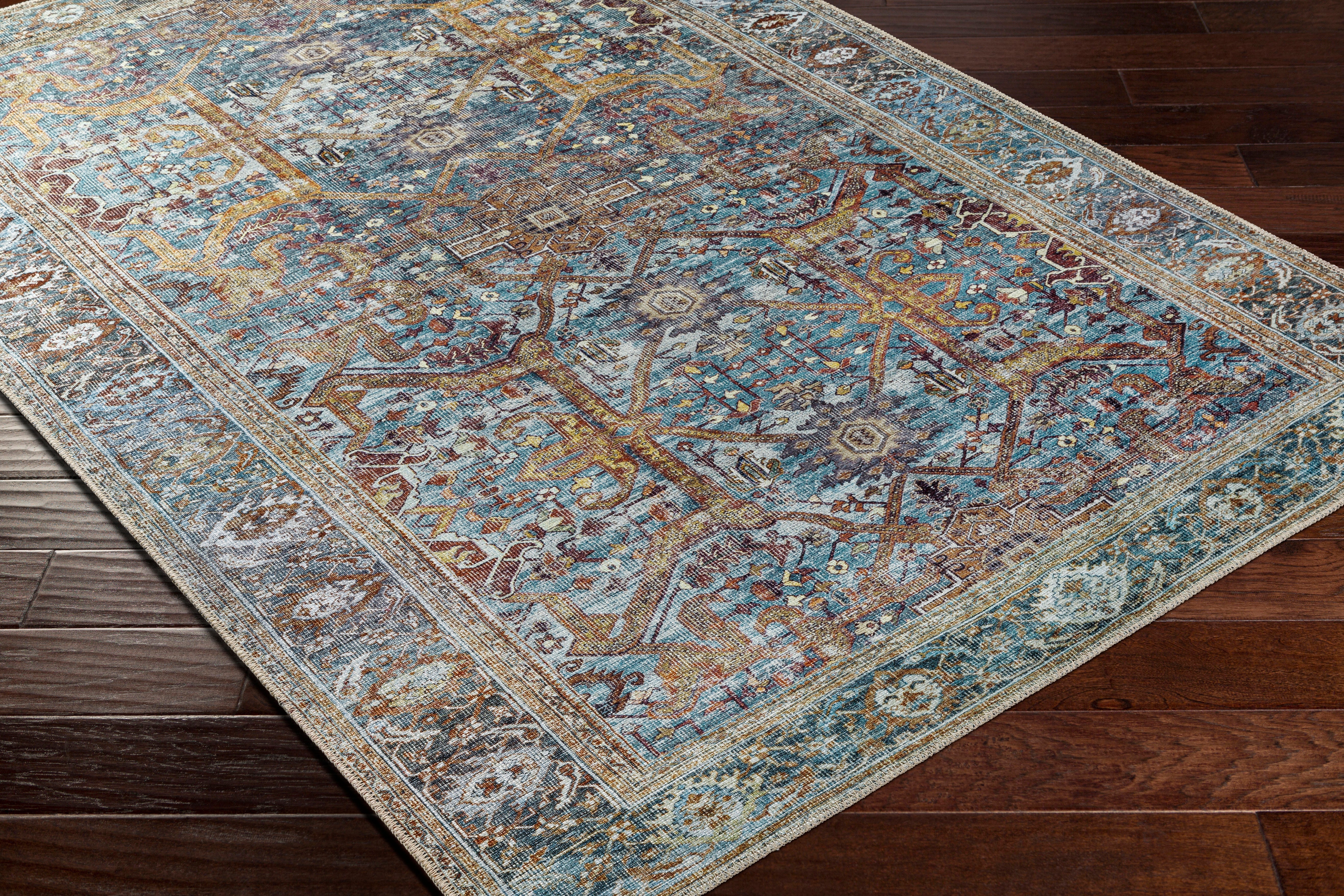 Surya Amelie AML-2370 Deep Teal Machine Washable Area Rug by LIVABLISS