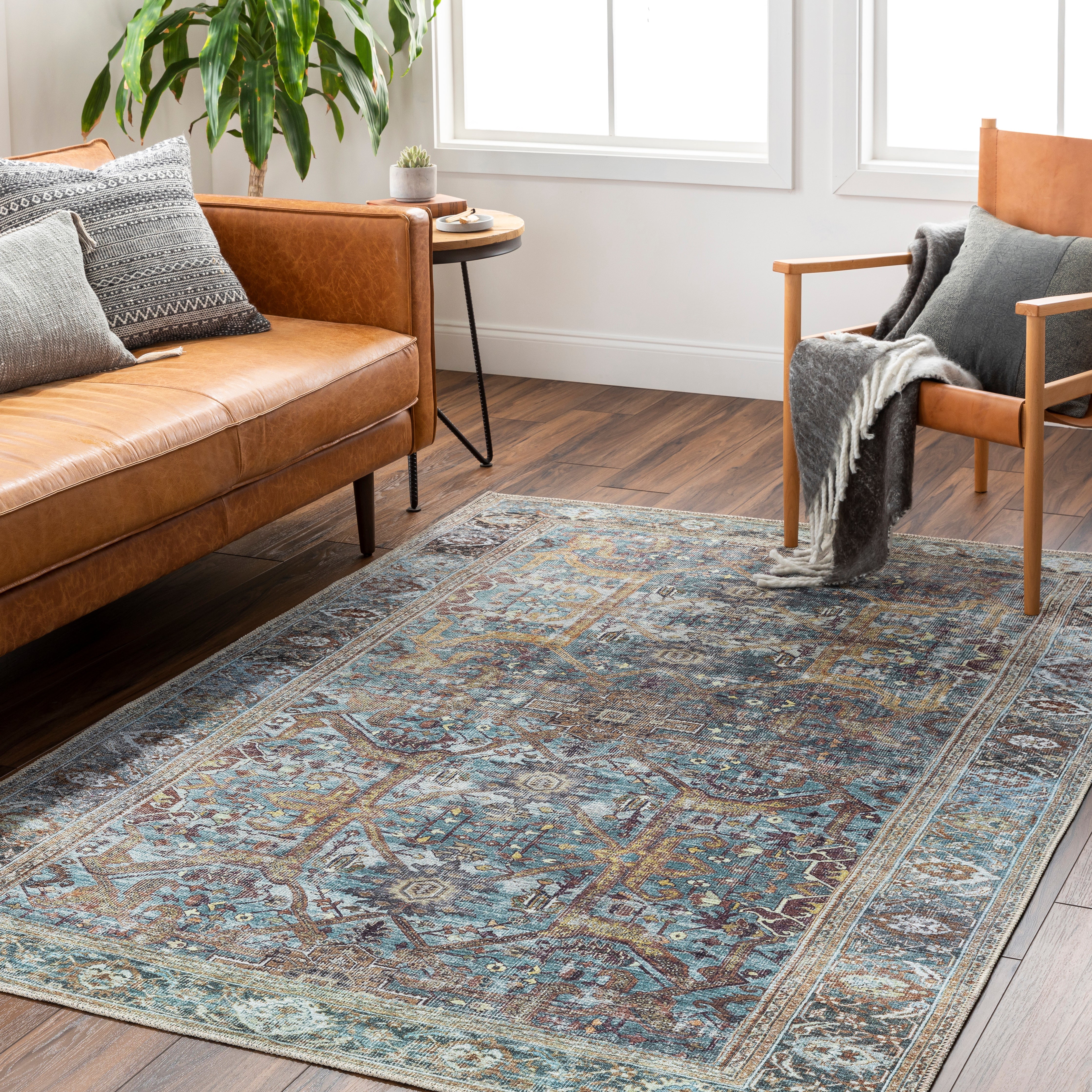 Surya Amelie AML-2370 Deep Teal Machine Washable Area Rug by LIVABLISS