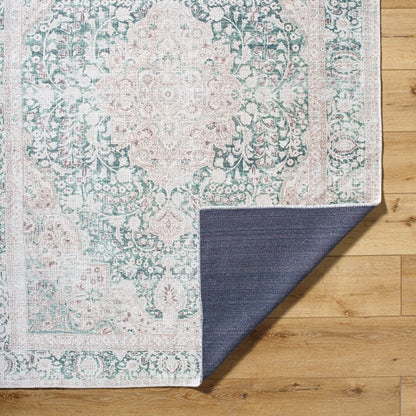 Surya Amelie AML-2393 Medium Green Machine Washable Area Rug by LIVABLISS