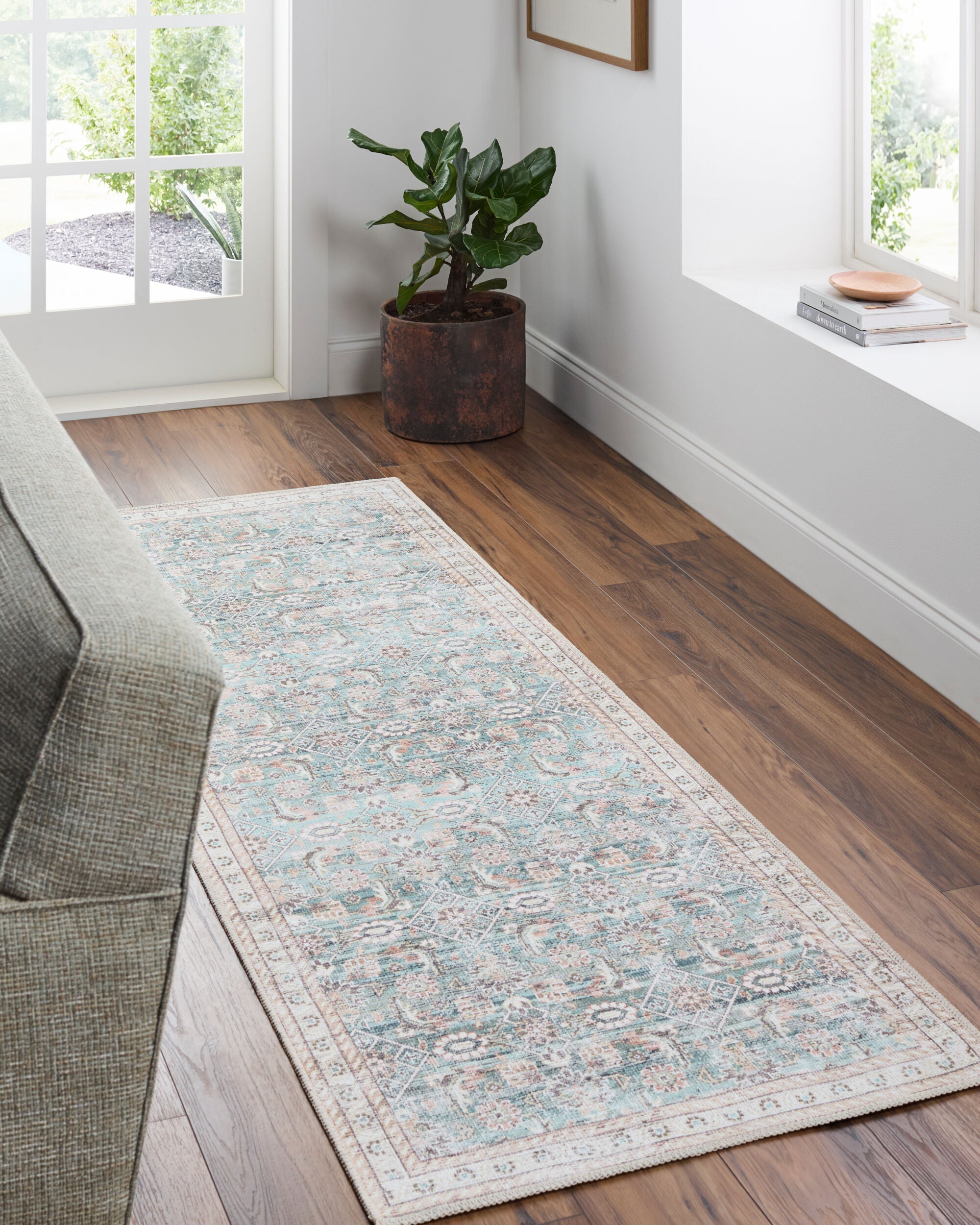 Surya Amelie AML-2403 Pale Blue Machine Washable Area Rug by LIVABLISS