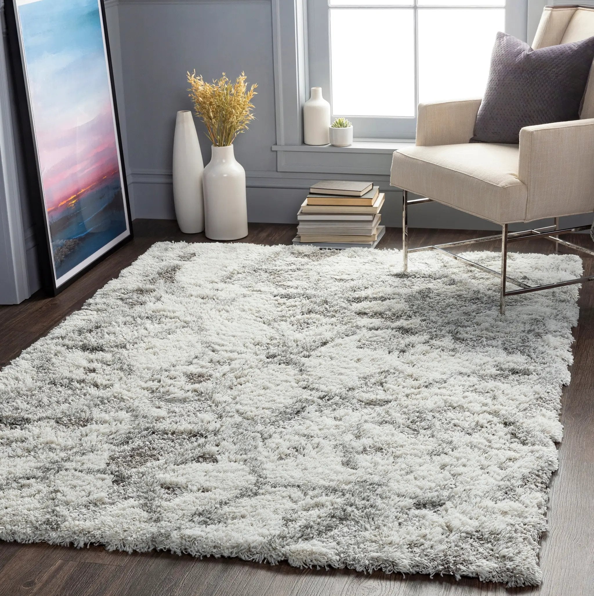 Alta Shag ASG-2302 Light-Gray Area Rug by LIVABLISS