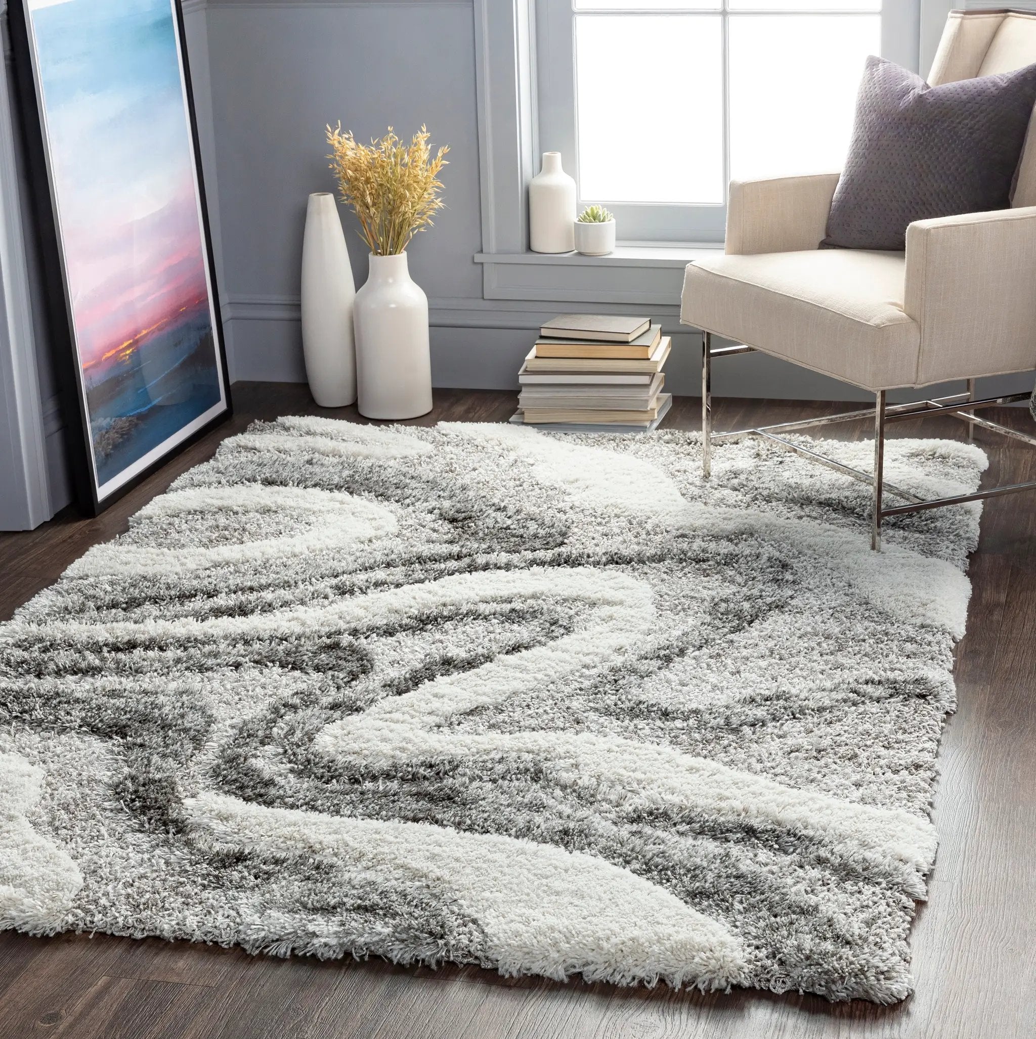 Alta Shag ASG-2303 Charcoal Area Rug by LIVABLISS
