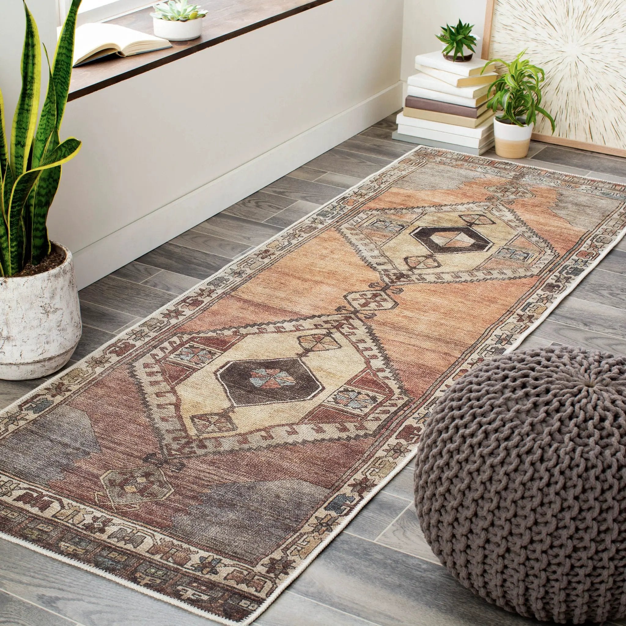 Antiquity AUY-2303 Dark-Brown Area Rug by LIVABLISS